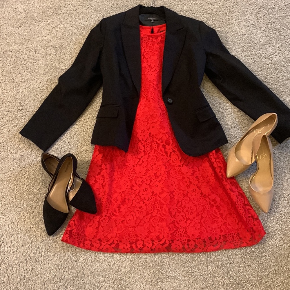 NINE WEST-  Red Laced Shift Dress